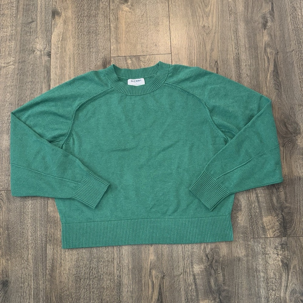 NWT Old Navy Women's M SoSoft Crewneck Sweater‎ Top Warm Ribbed Green Preppy